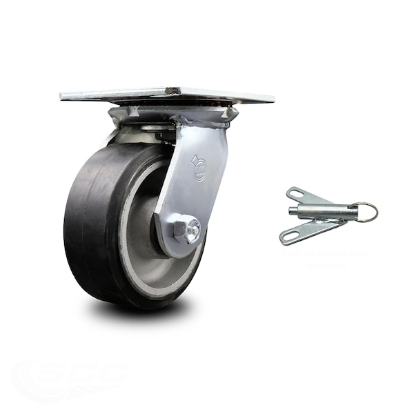 5 Inch Heavy Duty Rubber on Aluminum Caster with Roller Bearing and Swivel Lock